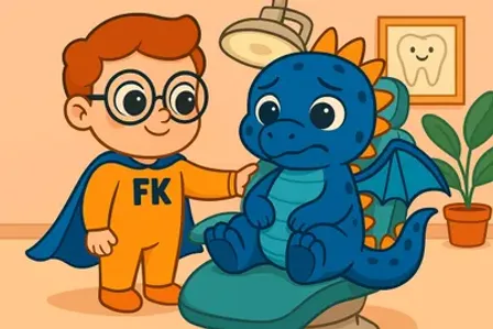 Bambino felice dal dentista a Firenze